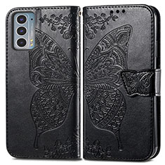 Funda de Cuero Cartera con Soporte Mariposa Carcasa para Motorola Moto Edge 20 5G Negro