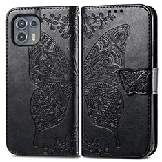 Funda de Cuero Cartera con Soporte Mariposa Carcasa para Motorola Moto Edge 20 Lite 5G Negro