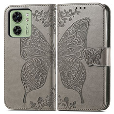 Funda de Cuero Cartera con Soporte Mariposa Carcasa para Motorola Moto Edge 40 5G Gris