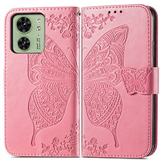 Funda de Cuero Cartera con Soporte Mariposa Carcasa para Motorola Moto Edge 40 5G Rosa Roja