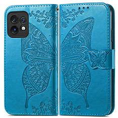 Funda de Cuero Cartera con Soporte Mariposa Carcasa para Motorola Moto Edge Plus (2023) 5G Azul