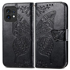 Funda de Cuero Cartera con Soporte Mariposa Carcasa para Motorola Moto Edge Plus (2023) 5G Negro