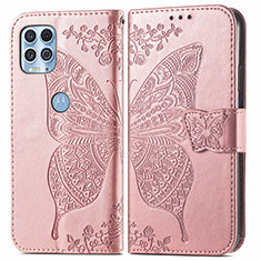 Funda de Cuero Cartera con Soporte Mariposa Carcasa para Motorola Moto Edge S 5G Rosa