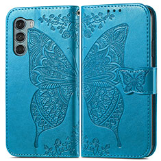 Funda de Cuero Cartera con Soporte Mariposa Carcasa para Motorola Moto Edge S30 5G Azul