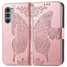 Funda de Cuero Cartera con Soporte Mariposa Carcasa para Motorola Moto Edge S30 5G Rosa