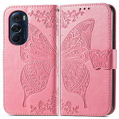 Funda de Cuero Cartera con Soporte Mariposa Carcasa para Motorola Moto Edge X30 5G Rosa Roja