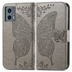 Funda de Cuero Cartera con Soporte Mariposa Carcasa para Motorola Moto G 5G (2023) Gris