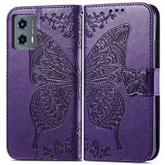 Funda de Cuero Cartera con Soporte Mariposa Carcasa para Motorola Moto G 5G (2023) Morado