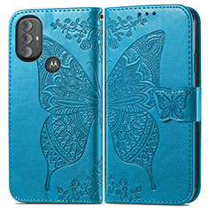 Funda de Cuero Cartera con Soporte Mariposa Carcasa para Motorola Moto G Play (2023) Azul