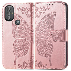 Funda de Cuero Cartera con Soporte Mariposa Carcasa para Motorola Moto G Play (2023) Rosa