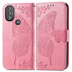 Funda de Cuero Cartera con Soporte Mariposa Carcasa para Motorola Moto G Play (2023) Rosa Roja