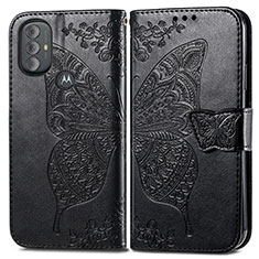 Funda de Cuero Cartera con Soporte Mariposa Carcasa para Motorola Moto G Play Gen 2 Negro