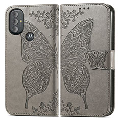 Funda de Cuero Cartera con Soporte Mariposa Carcasa para Motorola Moto G Power (2022) Gris