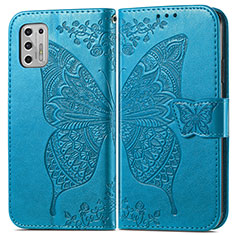 Funda de Cuero Cartera con Soporte Mariposa Carcasa para Motorola Moto G Stylus (2021) Azul