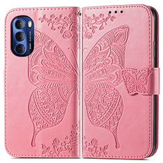 Funda de Cuero Cartera con Soporte Mariposa Carcasa para Motorola Moto G Stylus (2022) 4G Rosa Roja