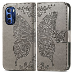 Funda de Cuero Cartera con Soporte Mariposa Carcasa para Motorola Moto G Stylus (2022) 5G Gris