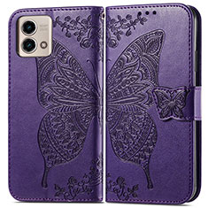 Funda de Cuero Cartera con Soporte Mariposa Carcasa para Motorola Moto G Stylus (2023) 4G Morado