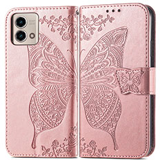 Funda de Cuero Cartera con Soporte Mariposa Carcasa para Motorola Moto G Stylus (2023) 5G Oro Rosa