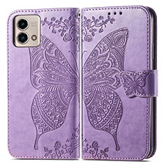 Funda de Cuero Cartera con Soporte Mariposa Carcasa para Motorola Moto G Stylus (2023) 5G Purpura Claro