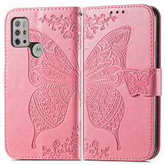 Funda de Cuero Cartera con Soporte Mariposa Carcasa para Motorola Moto G10 Rosa Roja