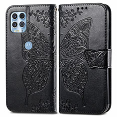 Funda de Cuero Cartera con Soporte Mariposa Carcasa para Motorola Moto G100 5G Negro