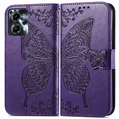 Funda de Cuero Cartera con Soporte Mariposa Carcasa para Motorola Moto G13 Morado