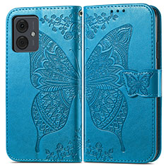 Funda de Cuero Cartera con Soporte Mariposa Carcasa para Motorola Moto G14 Azul