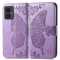 Funda de Cuero Cartera con Soporte Mariposa Carcasa para Motorola Moto G14 Purpura Claro