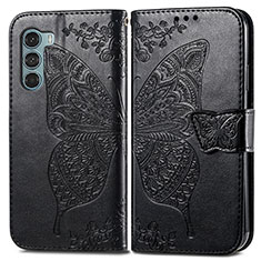 Funda de Cuero Cartera con Soporte Mariposa Carcasa para Motorola Moto G200 5G Negro