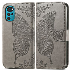 Funda de Cuero Cartera con Soporte Mariposa Carcasa para Motorola Moto G22 Gris