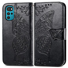 Funda de Cuero Cartera con Soporte Mariposa Carcasa para Motorola Moto G22 Negro