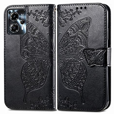 Funda de Cuero Cartera con Soporte Mariposa Carcasa para Motorola Moto G23 Negro