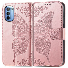 Funda de Cuero Cartera con Soporte Mariposa Carcasa para Motorola Moto G41 Rosa