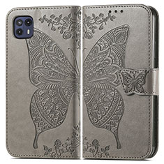 Funda de Cuero Cartera con Soporte Mariposa Carcasa para Motorola Moto G50 5G Gris