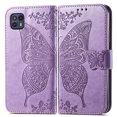 Funda de Cuero Cartera con Soporte Mariposa Carcasa para Motorola Moto G50 5G Purpura Claro