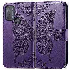 Funda de Cuero Cartera con Soporte Mariposa Carcasa para Motorola Moto G50 Morado