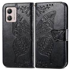 Funda de Cuero Cartera con Soporte Mariposa Carcasa para Motorola Moto G53j 5G Negro