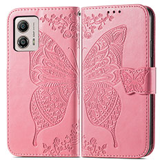 Funda de Cuero Cartera con Soporte Mariposa Carcasa para Motorola Moto G53j 5G Rosa Roja