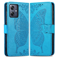 Funda de Cuero Cartera con Soporte Mariposa Carcasa para Motorola Moto G54 5G Azul