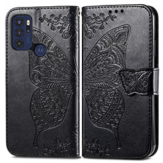 Funda de Cuero Cartera con Soporte Mariposa Carcasa para Motorola Moto G60s Negro