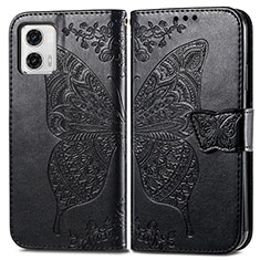 Funda de Cuero Cartera con Soporte Mariposa Carcasa para Motorola Moto G73 5G Negro