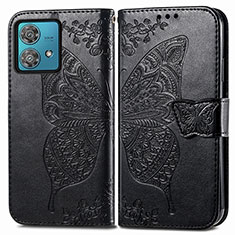 Funda de Cuero Cartera con Soporte Mariposa Carcasa para Motorola Moto G84 5G Negro