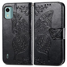 Funda de Cuero Cartera con Soporte Mariposa Carcasa para Nokia C12 Plus Negro