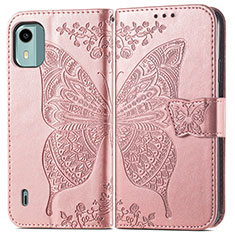 Funda de Cuero Cartera con Soporte Mariposa Carcasa para Nokia C12 Plus Oro Rosa