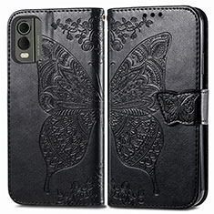 Funda de Cuero Cartera con Soporte Mariposa Carcasa para Nokia C210 Negro