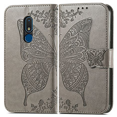 Funda de Cuero Cartera con Soporte Mariposa Carcasa para Nokia C3 Gris