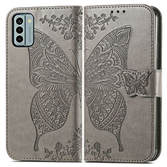 Funda de Cuero Cartera con Soporte Mariposa Carcasa para Nokia G22 Gris