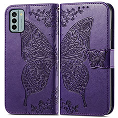 Funda de Cuero Cartera con Soporte Mariposa Carcasa para Nokia G22 Morado