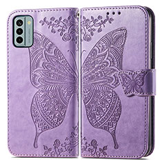 Funda de Cuero Cartera con Soporte Mariposa Carcasa para Nokia G22 Purpura Claro