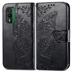 Funda de Cuero Cartera con Soporte Mariposa Carcasa para Nokia XR21 Negro